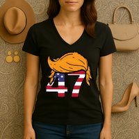 TRUMP 47th President Hair Women's V-Neck T-Shirt