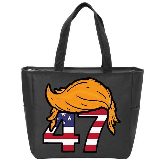 TRUMP 47th President Hair Zip Tote Bag