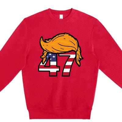 TRUMP 2024 47th President Hair Premium Crewneck Sweatshirt