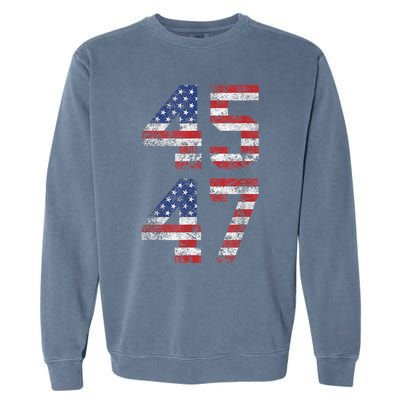 Trump 2024 45 47 Vintage American Flag Retro 4547 Us 2024 Gift Garment-Dyed Sweatshirt