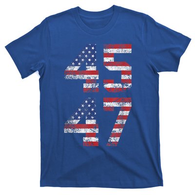 Trump 2024 45 47 Vintage American Flag Retro 4547 Us 2024 Gift T-Shirt