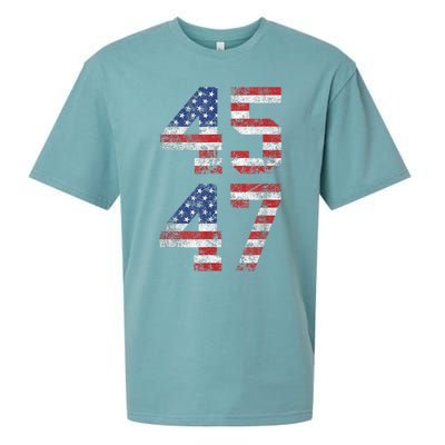 Trump 2024 45 47 Vintage American Flag Retro 4547 Us 2024 Gift Sueded Cloud Jersey T-Shirt