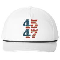 Trump 2024 45 47 Vintage American Flag Retro 4547 Trump 2024 Snapback Five-Panel Rope Hat