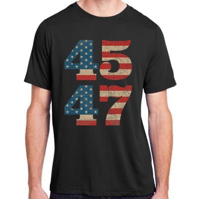 Trump 2024 45 47 Vintage American Flag Retro 4547 Trump 2024 Adult ChromaSoft Performance T-Shirt