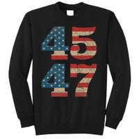 Trump 2024 45 47 Vintage American Flag Retro 4547 Trump 2024 Tall Sweatshirt