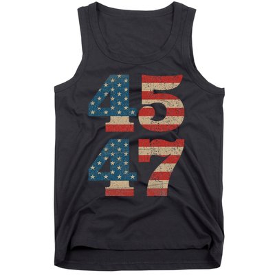 Trump 2024 45 47 Vintage American Flag Retro 4547 Trump 2024 Tank Top