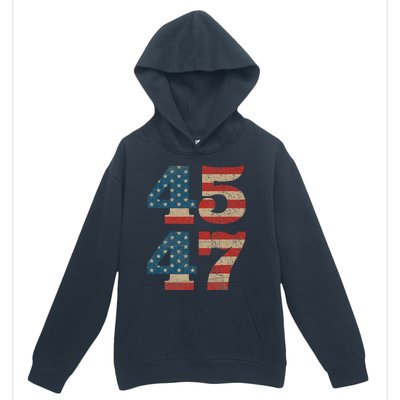 Trump 2024 45 47 Vintage American Flag Retro 4547 Trump 2024 Urban Pullover Hoodie