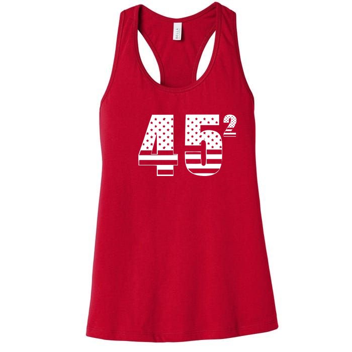 Trump 2024 45 Squared Second Presidential Term USA Women's Racerback Tank