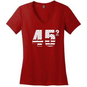 Trump 2024 45 Squared Second Presidential Term USA Women's V-Neck T-Shirt