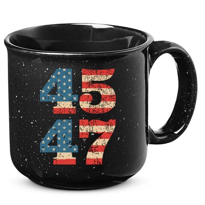 Trump 2024 45 47 Vintage American Flag Retro 4547 Trump 2024 15oz Campfire Ceramic Mug