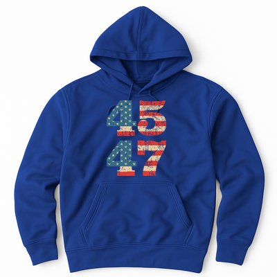 Trump 2024 45 47 Vintage American Flag Retro 4547 Trump 2024 Hoodie