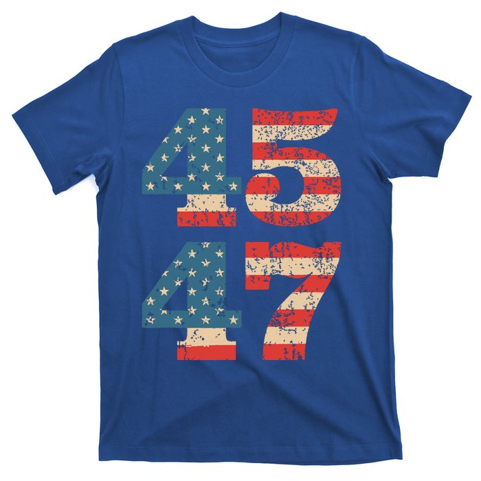 Trump 2024 45 47 Vintage American Flag Retro 4547 Trump 2024 T-Shirt