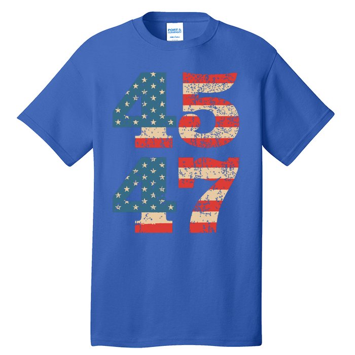 Trump 2024 45 47 Vintage American Flag Retro 4547 Trump 2024 Tall T-Shirt