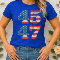 Trump 2024 45 47 Vintage American Flag Retro 4547 Trump 2024 Womens T-Shirt