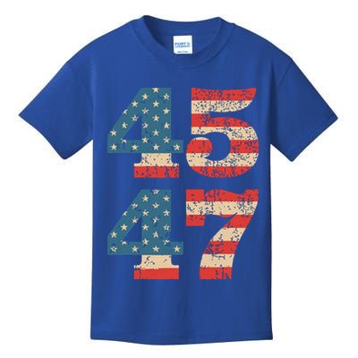 Trump 2024 45 47 Vintage American Flag Retro 4547 Trump 2024 Kids T-Shirt