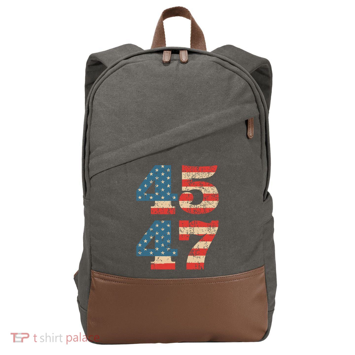 Trump 2024 45 47 Vintage American Flag Retro 4547 Trump 2024 Cotton Canvas Backpack