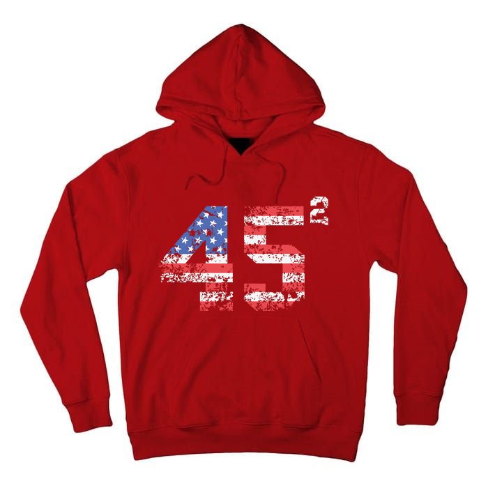 Trump 2024 45 Squared Second Term Usa Vintage Tall Hoodie