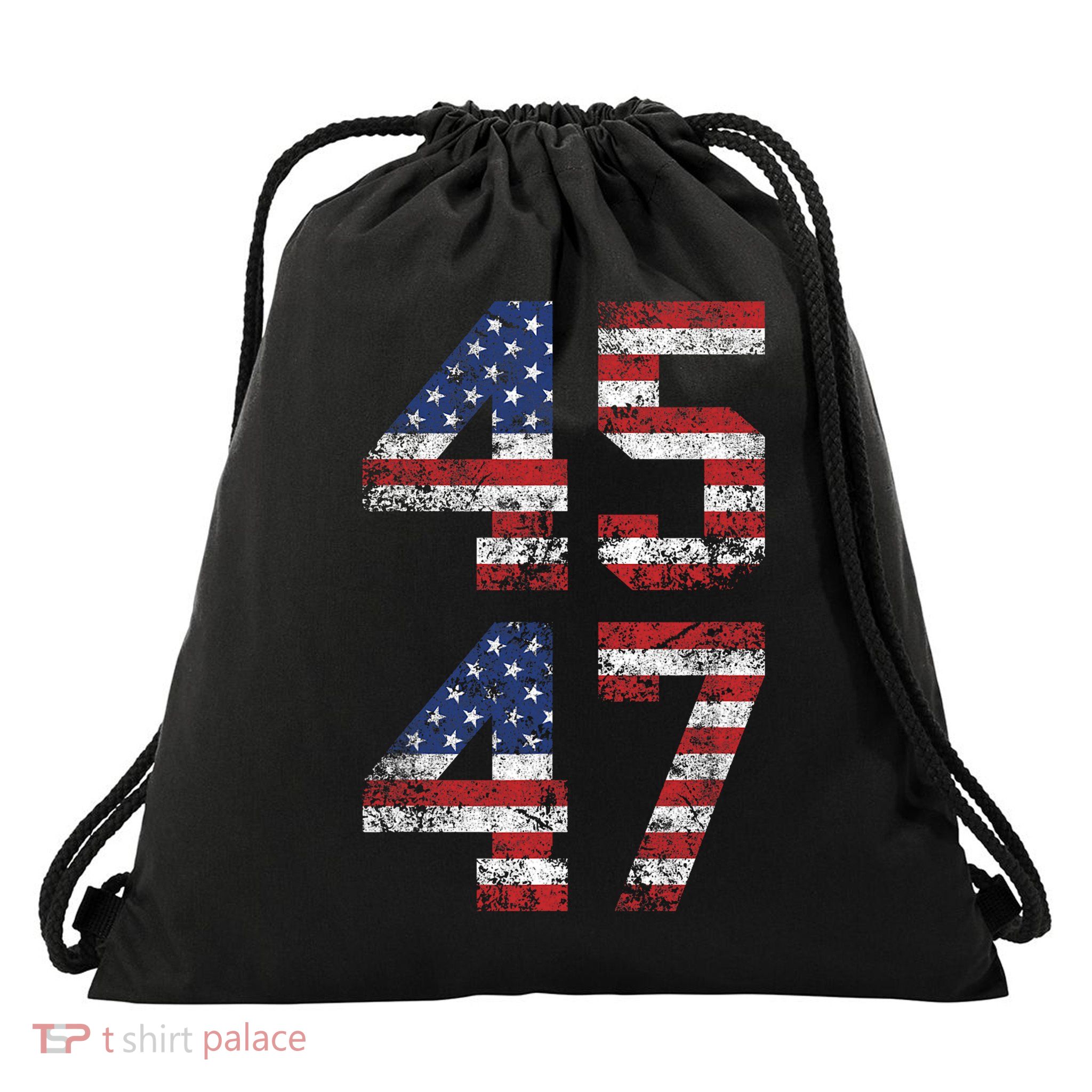 Trump 2024 45 47 Vintage Usa Flag Drawstring Bag