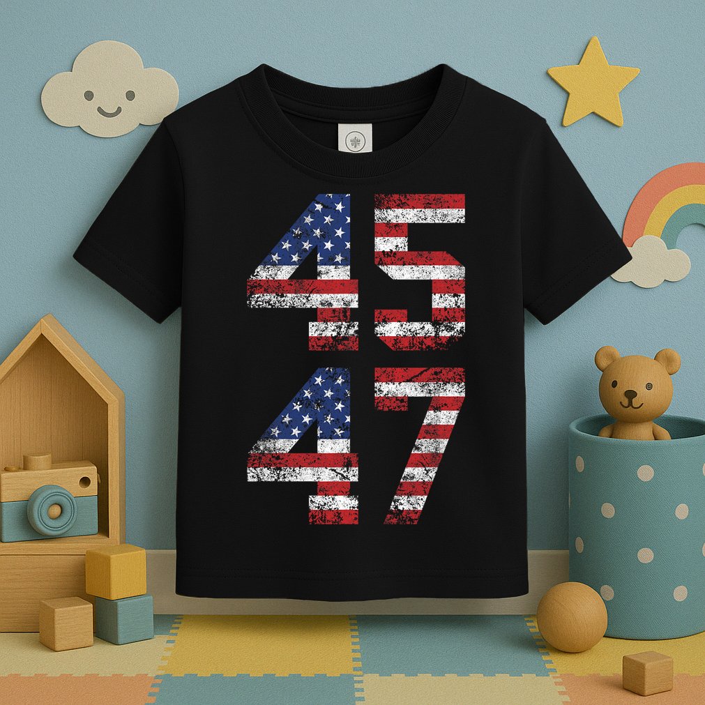 Trump 2024 45 47 Vintage Usa Flag Toddler T-Shirt