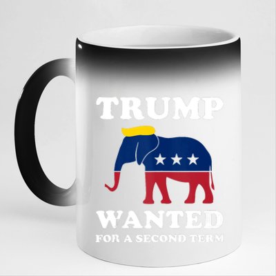 Trump 2024 45 Squared Trump Wanted For Second Term 2024 11oz Black Color Changing Mug