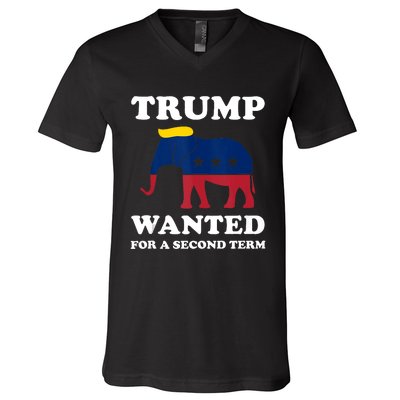 Trump 2024 45 Squared Trump Wanted For Second Term 2024 V-Neck T-Shirt