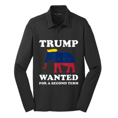 Trump 2024 45 Squared Trump Wanted For Second Term 2024 Silk Touch Performance Long Sleeve Polo