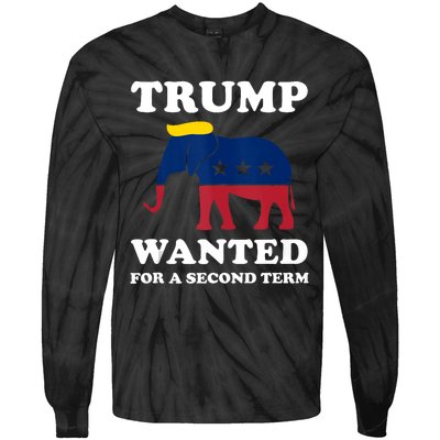 Trump 2024 45 Squared Trump Wanted For Second Term 2024 Tie-Dye Long Sleeve Shirt