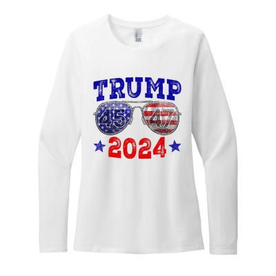 Trump 2024 45 47 American Flag Sunglasses Trump 2024 Womens CVC Long Sleeve Shirt