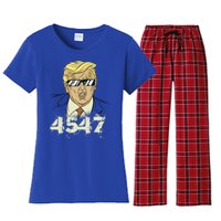 Trump 2024 45 47 Squared Second Term Usa Vintage Trump 2024 Great Gift Women's Flannel Pajama Set