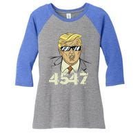 Trump 2024 45 47 Squared Second Term Usa Vintage Trump 2024 Great Gift Women's Tri-Blend 3/4-Sleeve Raglan Shirt