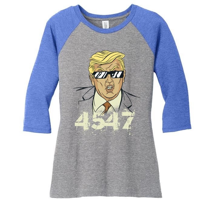 Trump 2024 45 47 Squared Second Term Usa Vintage Trump 2024 Great Gift Women's Tri-Blend 3/4-Sleeve Raglan Shirt