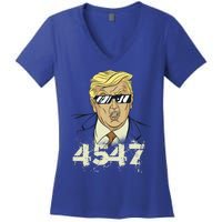 Trump 2024 45 47 Squared Second Term Usa Vintage Trump 2024 Great Gift Women's V-Neck T-Shirt