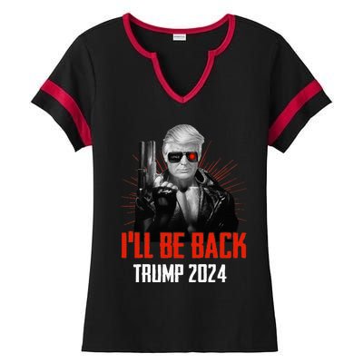 Trump 2024 45 47 Trumpinator Ill Be Back Save America Ladies Halftime Notch Neck Tee