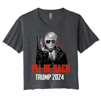 Trump 2024 45 47 Trumpinator Ill Be Back Save America Women's Crop Top Tee