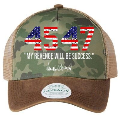 Trump 2024 45 47 My Revenge Will Be Success American Flag Legacy Tie Dye Trucker Hat