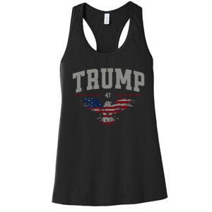 Trump 2024 America First Bald Eagle Pro Trump Usa Flag Zip Women's Racerback Tank