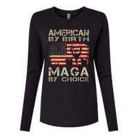 Trump 2024 America By Birth Maga By Choice Vintage Womens Cotton Relaxed Long Sleeve T-Shirt