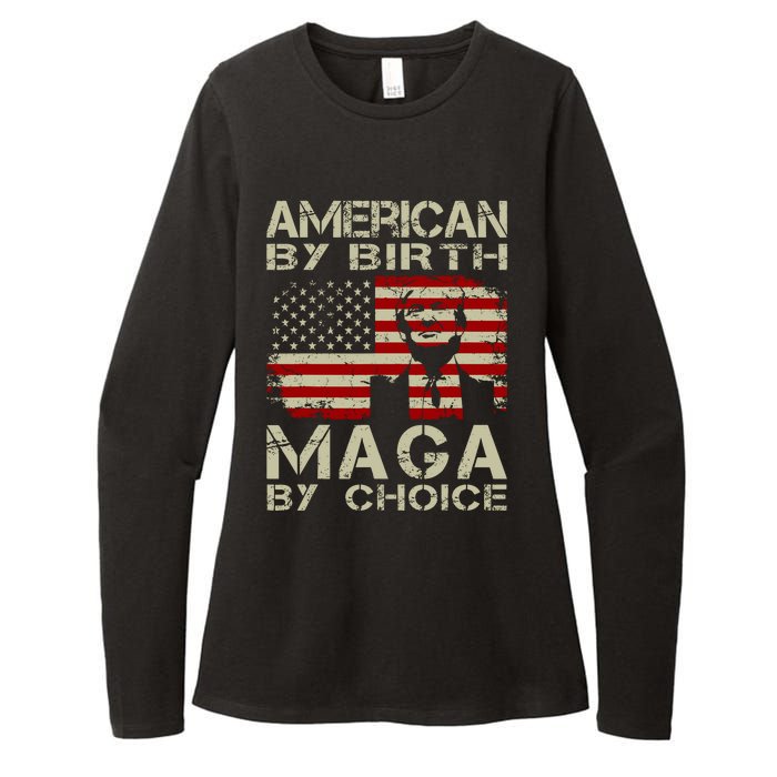 Trump 2024 America By Birth Maga By Choice Vintage Womens CVC Long Sleeve Shirt