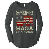 Trump 2024 America By Birth Maga By Choice Vintage Women's Perfect Tri Tunic Long Sleeve Shirt