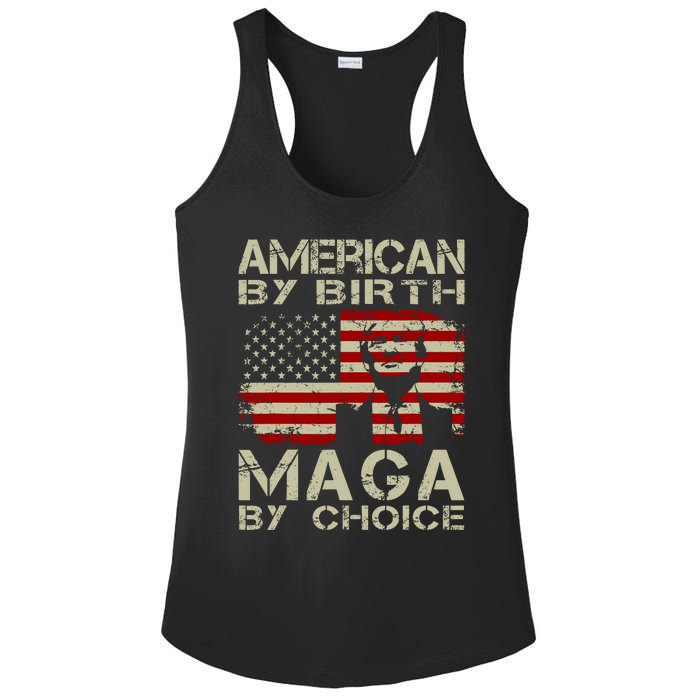 Trump 2024 America By Birth Maga By Choice Vintage Ladies PosiCharge Competitor Racerback Tank