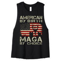 Trump 2024 America By Birth Maga By Choice Vintage Women's Racerback Cropped Tank