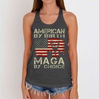 Trump 2024 America By Birth Maga By Choice Vintage Women's Knotted Racerback Tank