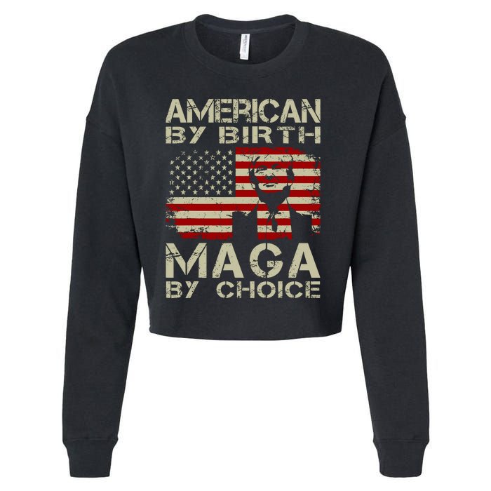 Trump 2024 America By Birth Maga By Choice Vintage Cropped Pullover Crew