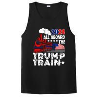 Trump 2024 All Aboard The Trump Train Usa American Flag PosiCharge Competitor Tank