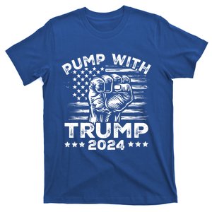 Trump 2024 American Flag Pump With Donald Trump Fist 2024 Funny Gift T-Shirt