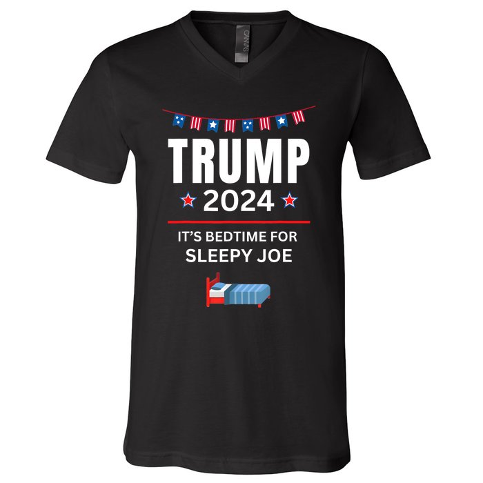 Trump 2024Funny Anti Sleepy Joe Biden Pro Trump Republican V-Neck T-Shirt