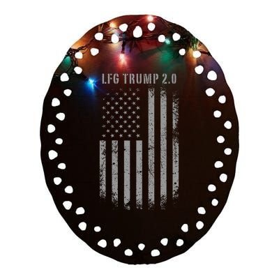 Trump 2.0 American Flag Trump 47 2nd Term Maga 2024 Lfg Ceramic Oval Ornament