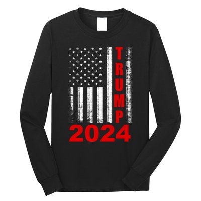 Trump 2024 American Flag Vintage Donald Trump 2024 Long Sleeve Shirt