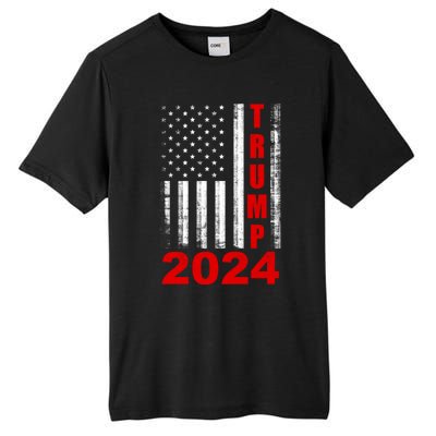 Trump 2024 American Flag Vintage Donald Trump 2024 Tall Fusion ChromaSoft Performance T-Shirt