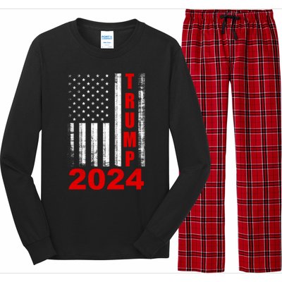 Trump 2024 American Flag Vintage Donald Trump 2024 Long Sleeve Pajama Set